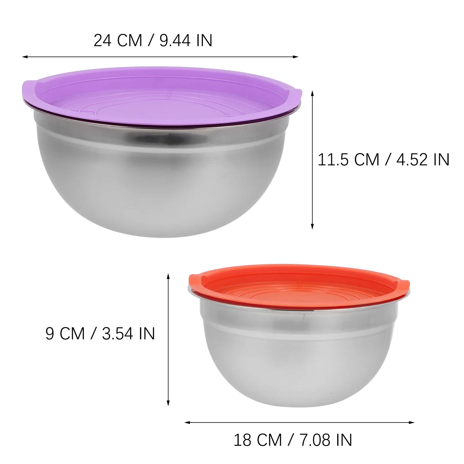 

2 Pcs Stainless Steel Salad Bowl Bowls with Lids for Mixing Bakeware Kitchen Nesting Metal