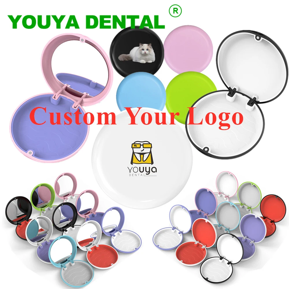 

100pcs Retainer Box With Custom Logo Dental Storage Box Denture Fake Teeth Case Dental Orthodontics Container Mouth Guard Case