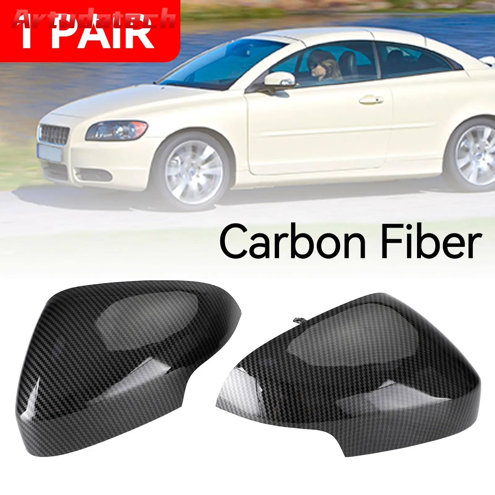 

Artudatech Carbon Fiber Rearview Side Mirror Cover Cap for Volvo S80 2008-2013 Car Accessories