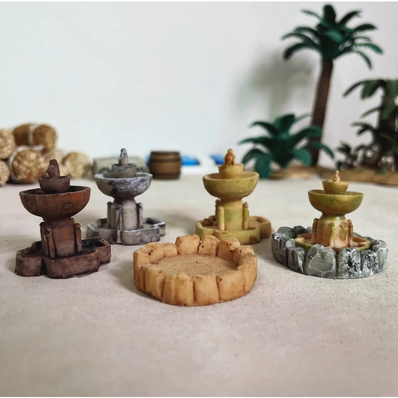 Emulation Miniature Chi Pool Fountain Micro Scene Sand Table Shooting Props Decoration Models Ornaments