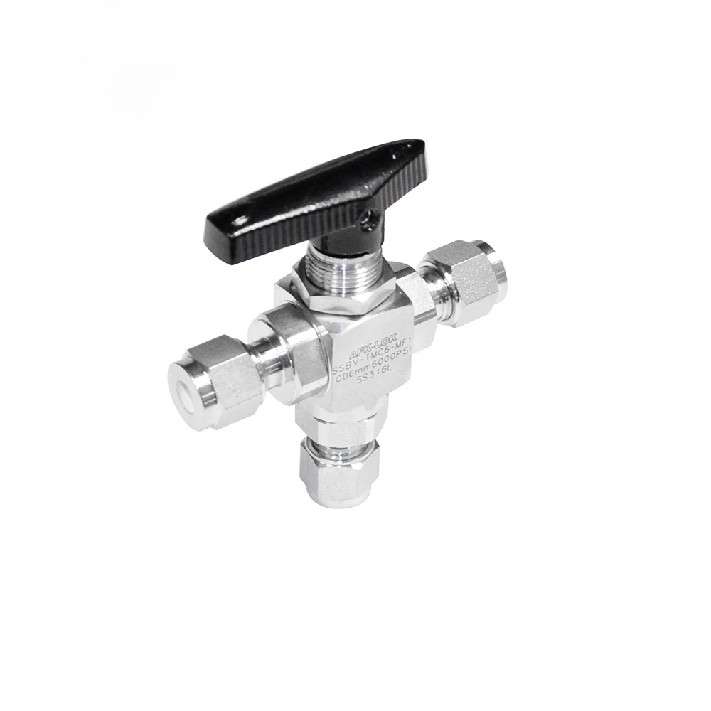 

200bar 3 Way Ball Valve Stainless Steel 316 OD Compression 6mm, 8mm, 10mm, 12mm,1/8' 1/4' 3/8" 1/2" 3/4" Valve Three Way