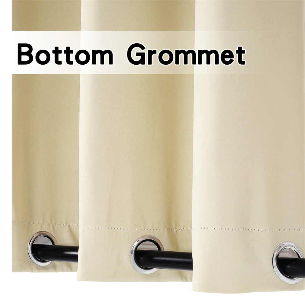 Outdoor Waterproof Blackout Curtains Top and Bottom Grommets Garden Windproof Rainproof Polyester Three Layers of Shading Screen