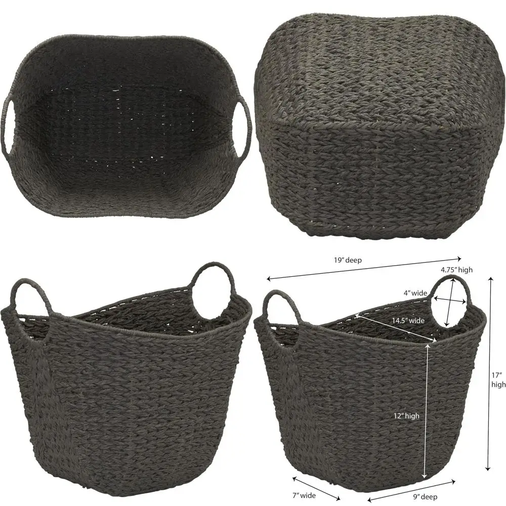 

Плетеная корзина из бумажной веревки с ручками, идеальна для стильного хранения и декора дома