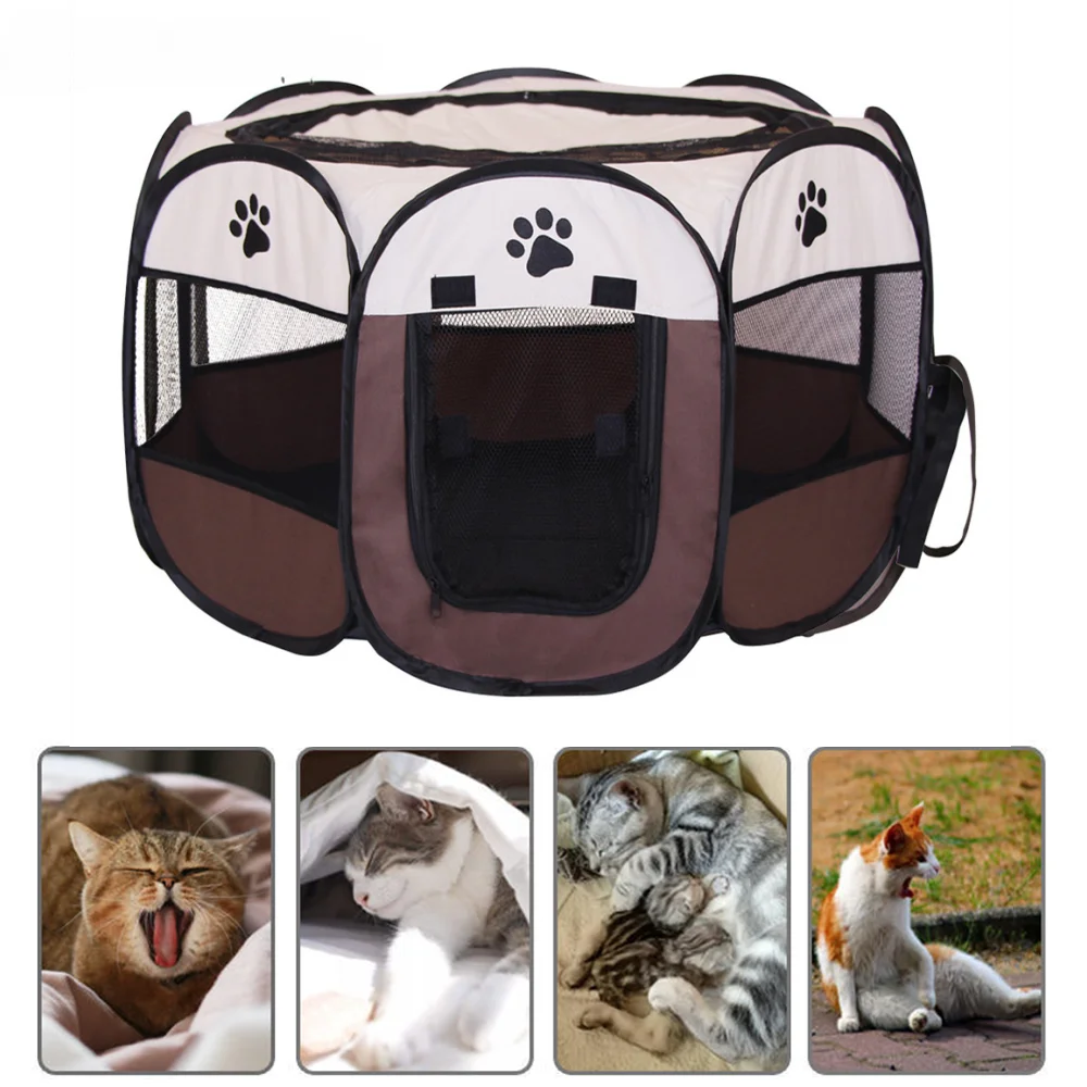 

Folding Pet Tent Dog House Octagonal Cage For Cat Tent Playpen Puppy Kennel Easy Operation Fence Portable Outdoor Big Dogs House