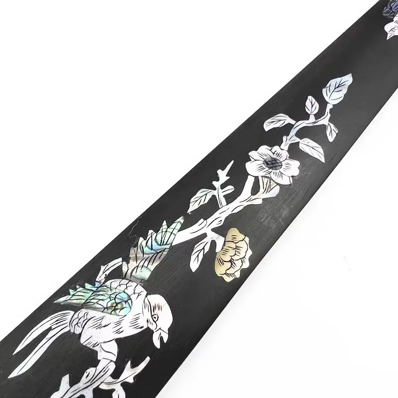 Perfecto 1 Juego de accesorios de piezas de ébano para violín 4/4, pieza trasera con patrón con incrustaciones + clavijas de afinación + pasadores + soporte para barbilla/soporte para barbilla + diapasón