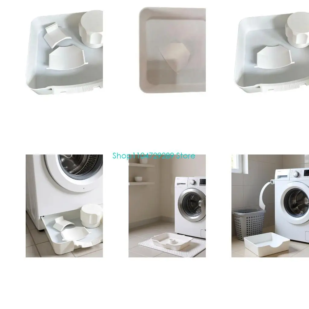D8KE Appliance Water Tray for Washing Machine Area, Square Drain Pan Set with High Sides for Laundry Room Floor Care