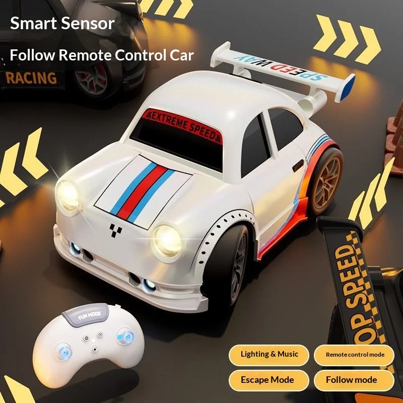 Mini Remote Control Drift Car Intelligent Induction Multi Function With Led Light Music Auto Follow Escape Racing Vehicle
