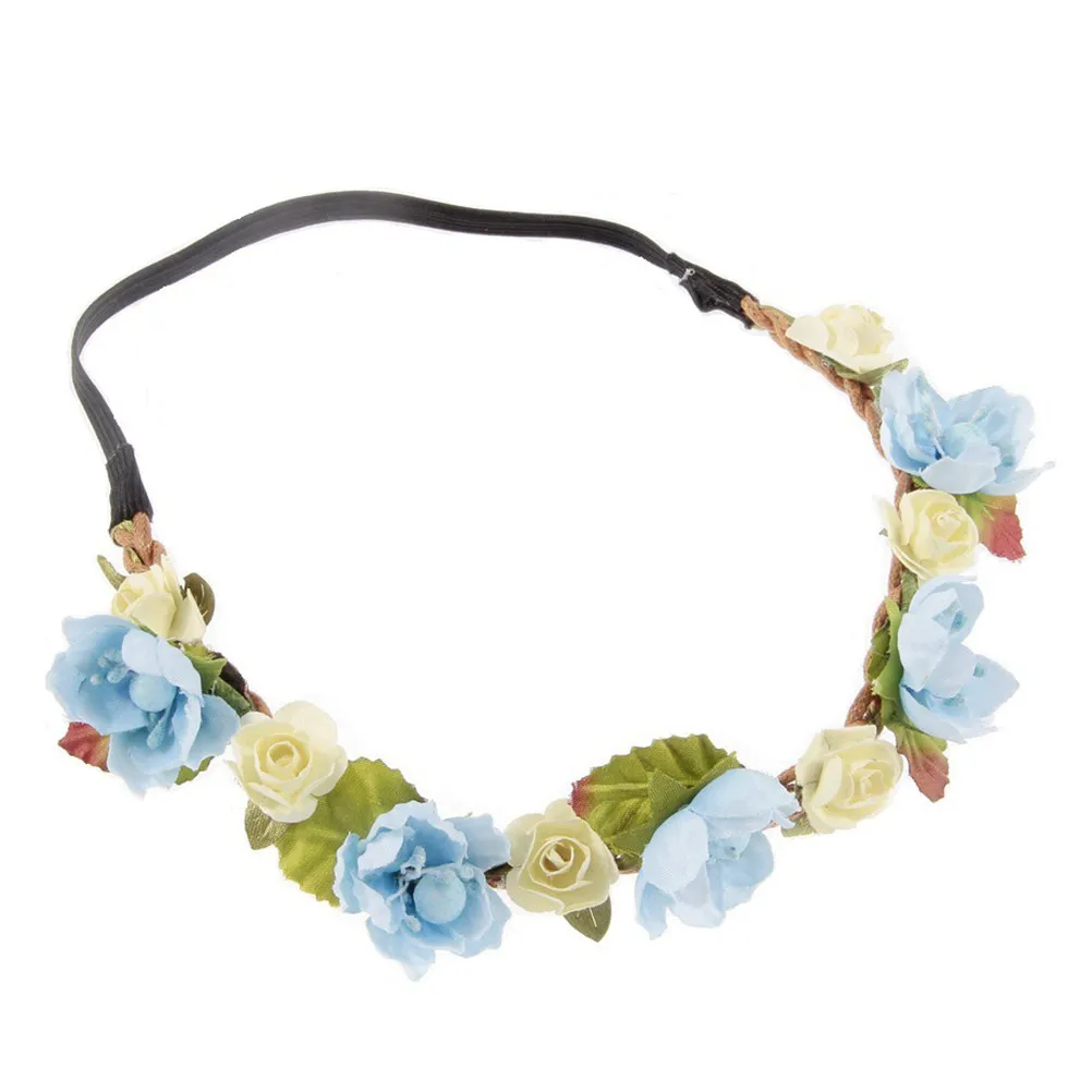 

6 шт. детских повязок на голову с цветочным узором, эластичные, мягкие, регулируемые, с имитацией цветов и листьев, удобные повязки для волос для малышей, для вечеринок