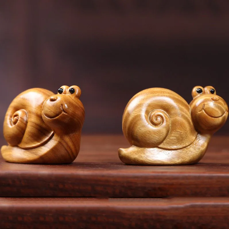 Decor Miniature Snail Green Sandalwood Wooden Crafts Tea Table Office Table Fun Amusement Small Decorations