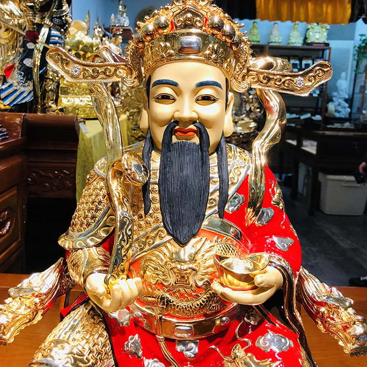 Large High grade HOME SHOP Company Efficacious Talisman Money Drawing Business booming gold gilding wealth God CAI SHEN statue