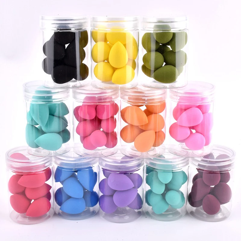 10Pcs Mini Beauty Egg Small Makeup Sponge Face Cosmetic Powder Puff for Foundation Cream Concealer Makeup Tool with Storage Box