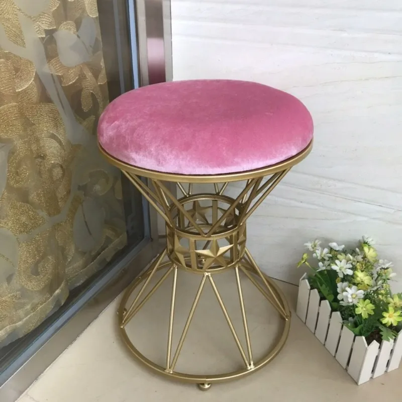 Modern Simple Luxury Dressing Stool Girl Ins Cosmetic Chair Golden Household Round Stool Bedroom Creative Stools Ottomans Vanity