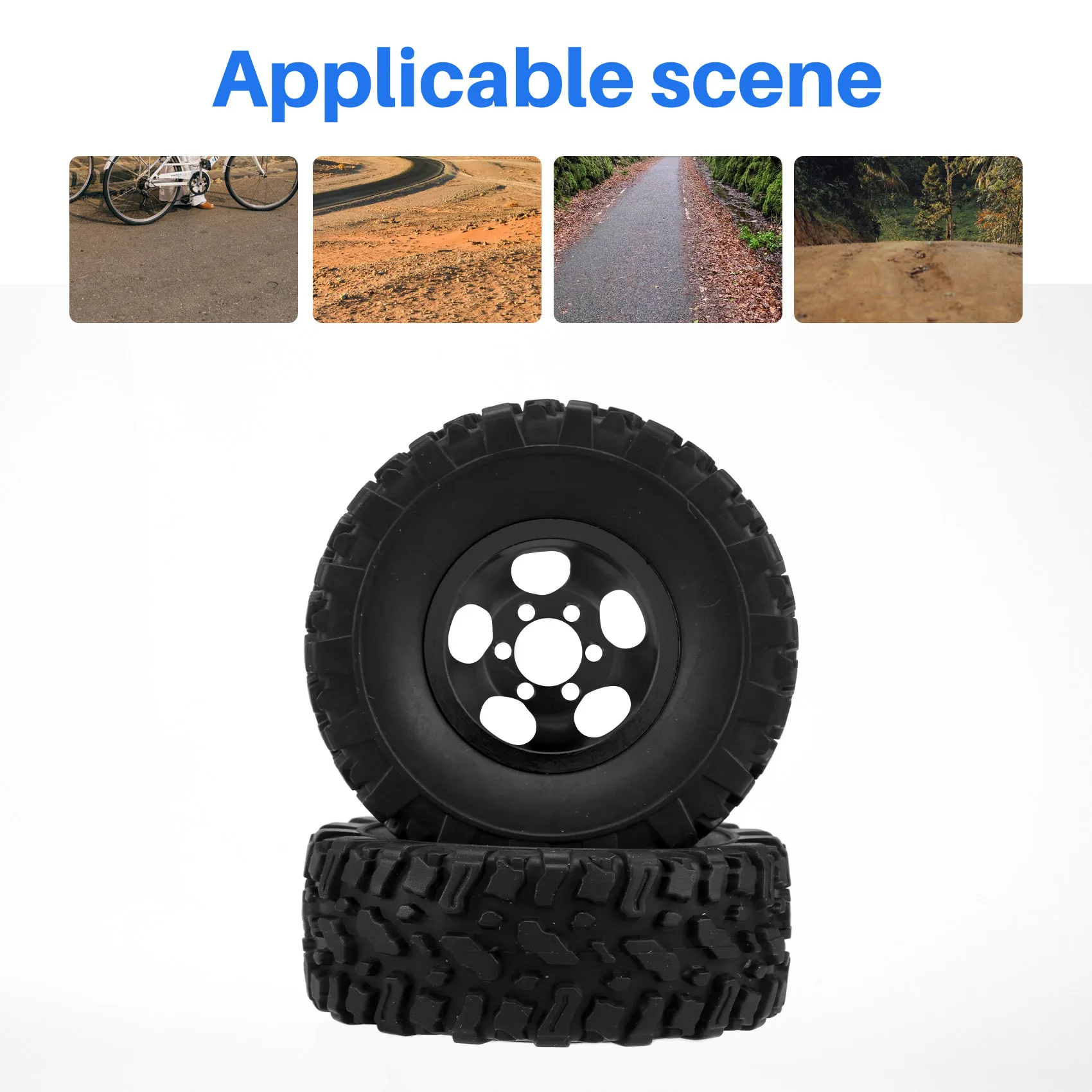FBIL-Double Wheel Metal Wheel Rim With Rubber Tire Tyre For WPL B16 B36 Q60 Q63 Q64 6WD 6X6 RC Truck