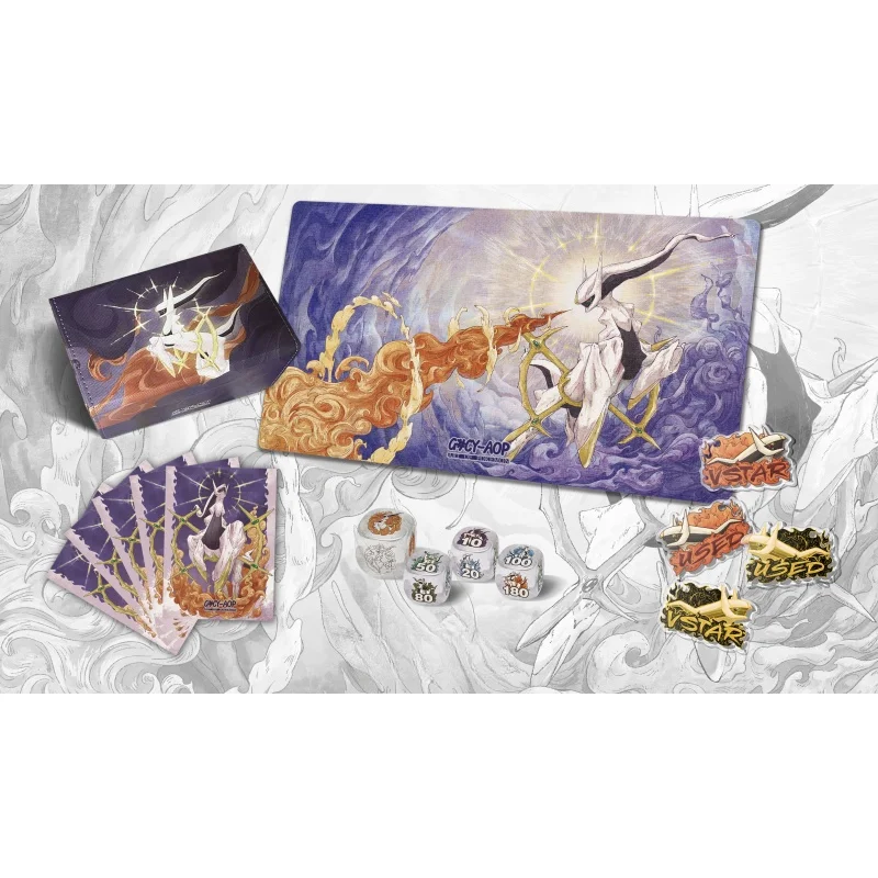 70Pcs/set Pokemon Arceus Set Frosted Cards Sleeve Card Mat Game Props Dice Vstar Anime Game Characters Surrounding Toys