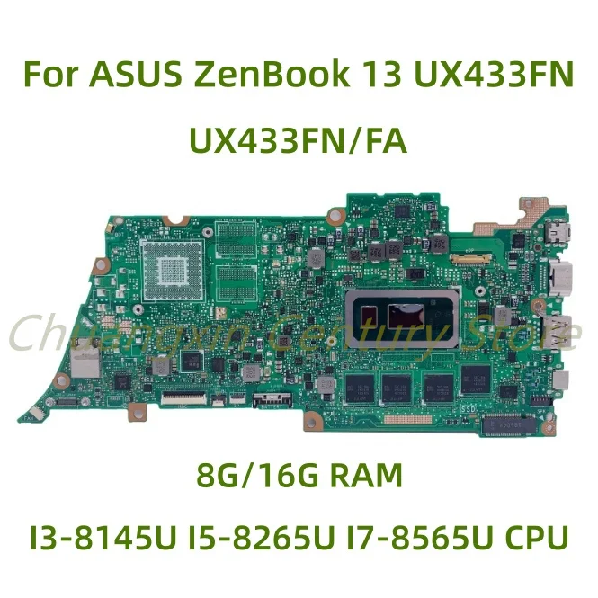 Suitable for ASUS Zenbook 14 UX433FA UX433F UX433 Laptop motherboard UX433FN/FA with I3 I5 I7 8th Gen CPU 8G/16G RAM 100% Tested