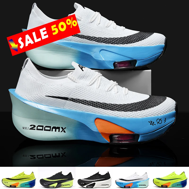 

2025 Air Cushion Jogging Shoes Running Shoes Carbon Board Marathon Men Sports Breathable Lightweight Women's Nonskid Sneakers