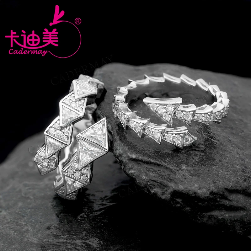 

CADERMAY S925 Silver Rings D VVS1 Moissanite Stone GRA And Pearl For Women Fine Jewelry