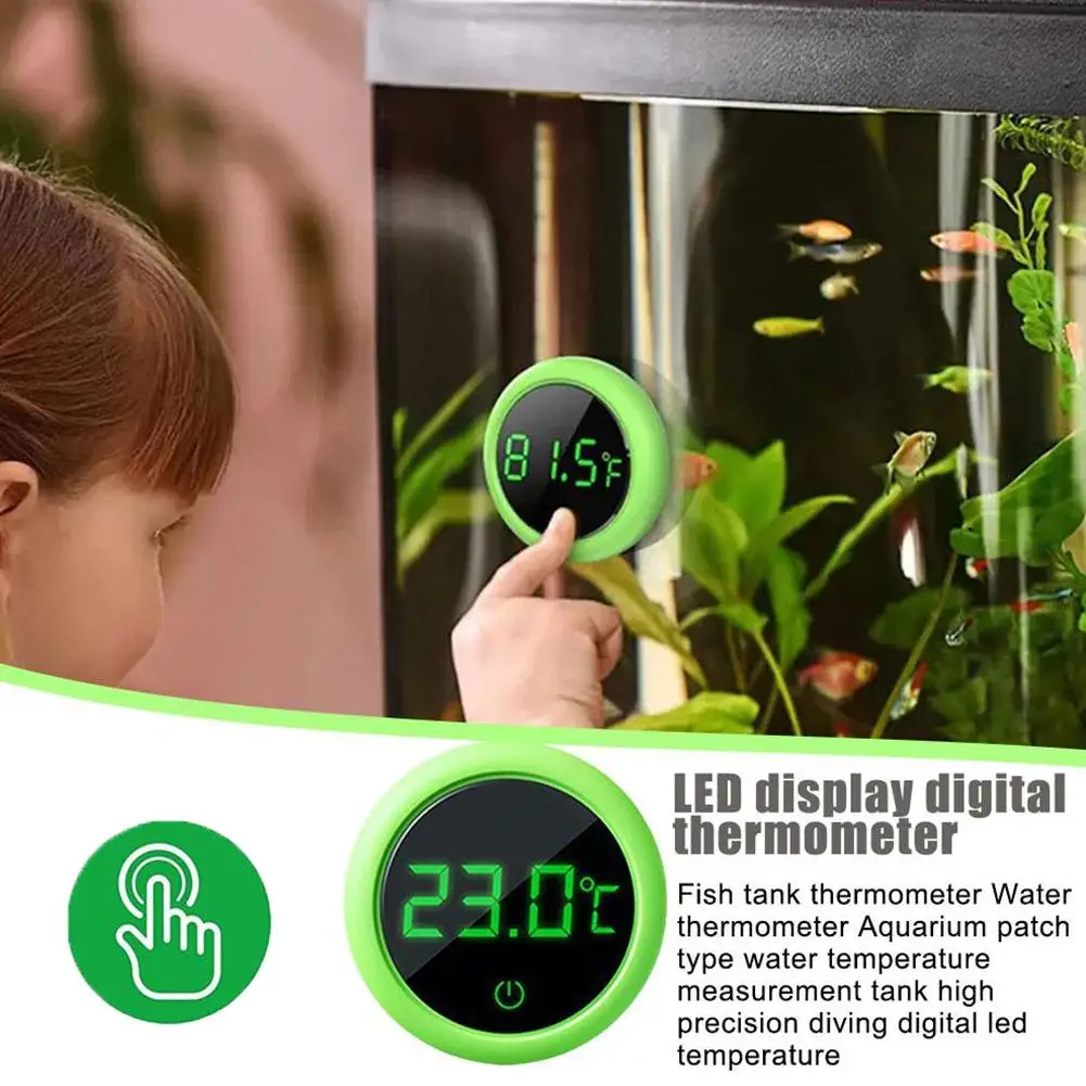 LED Fish Tank Thermometer Water Thermometer Mini Thermometer High Aquarium Special Ultra-low Tropical Fish Consumption Prec W9J9