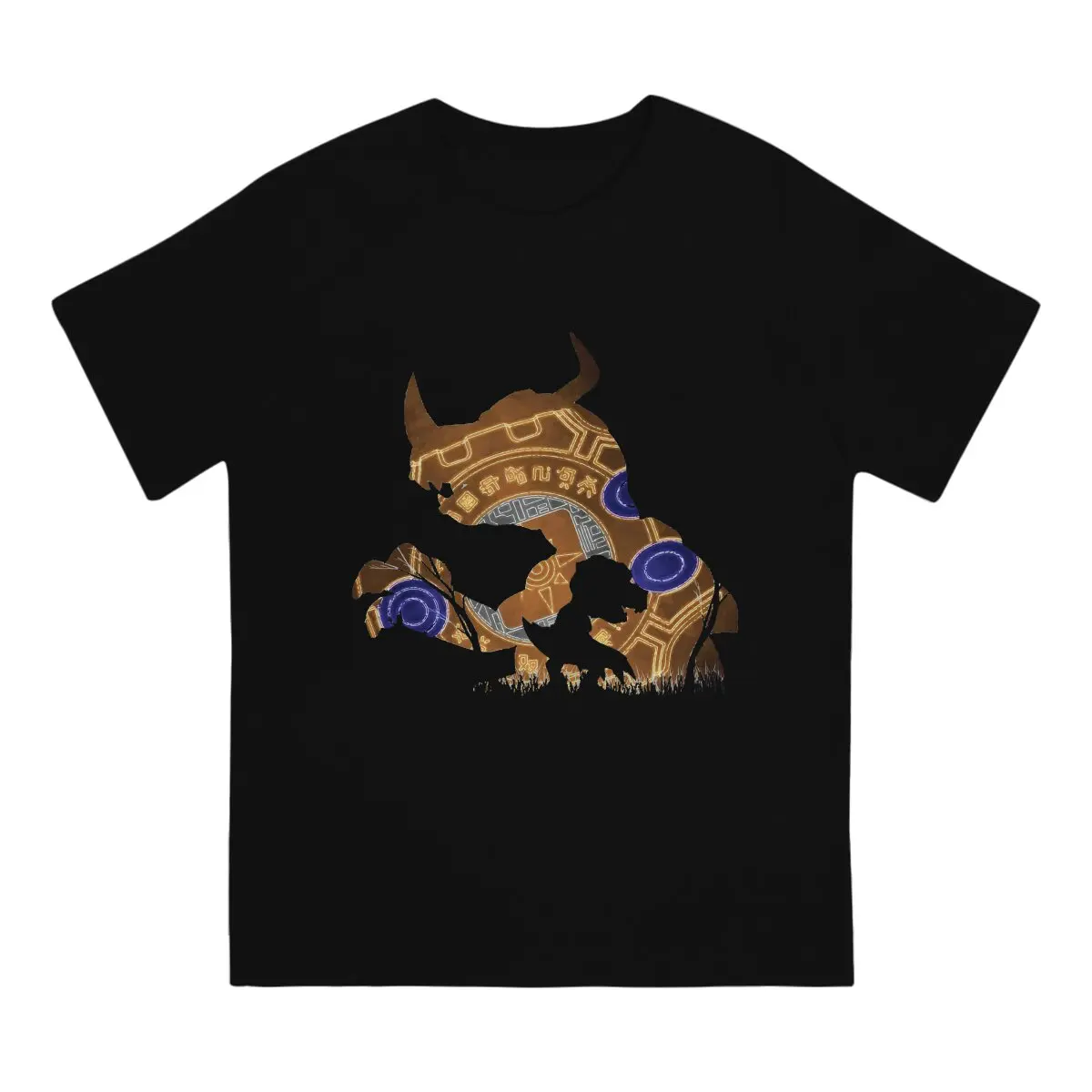 Digital Monster Greymon and Agumon Tshirt Homme Men's Streetwear Polyester T Shirt For Men