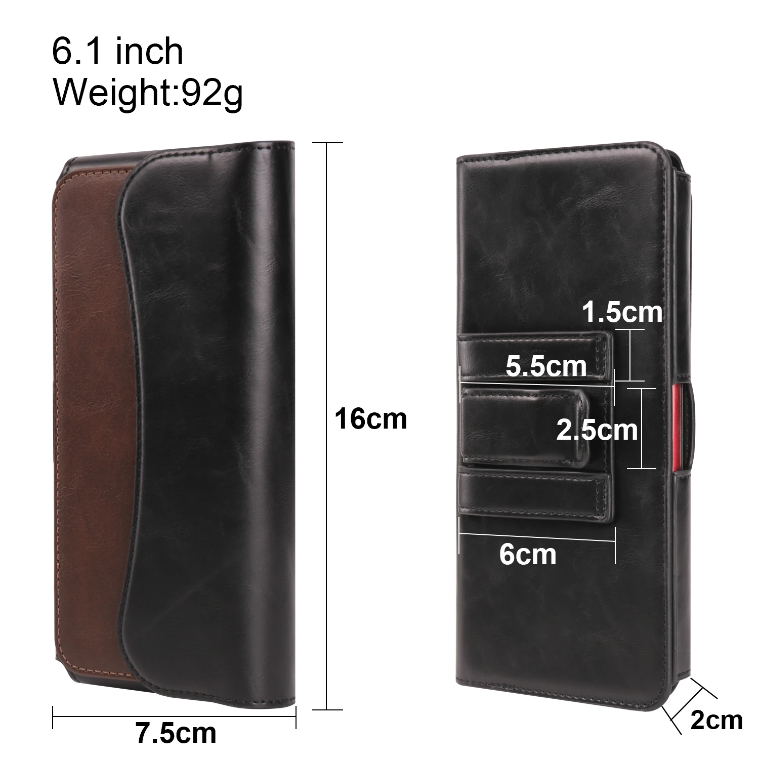FULAIKATE Crazy Horse Horizontal Waist Phone Bag for Men, Leather Pouch for Samsung Note23 Ultra, iPhone 15 Pro Max, 6.1 \