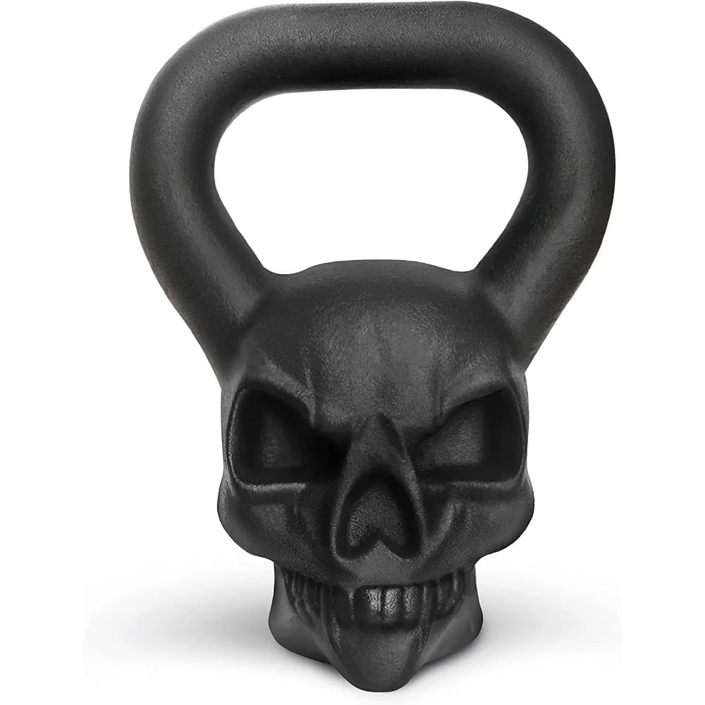 

Skull Kettlebell 25, 35 lbs - Cast Iron Kettlebell with Non-Slip Powder Coated Handle - Strength Training Kettlebell Black