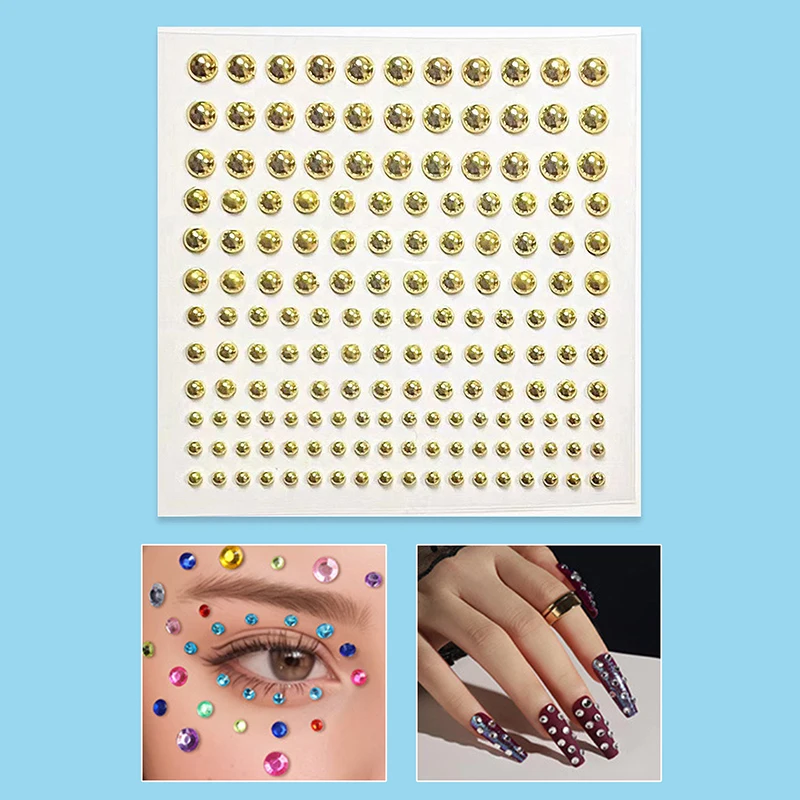 165 sztuk/arkusz twarz biżuteria dekoracyjna Rhinestone kryształ zabawki dla dzieci DIY diamentowe naklejki makijaż oczu samoprzylepne paznokcie