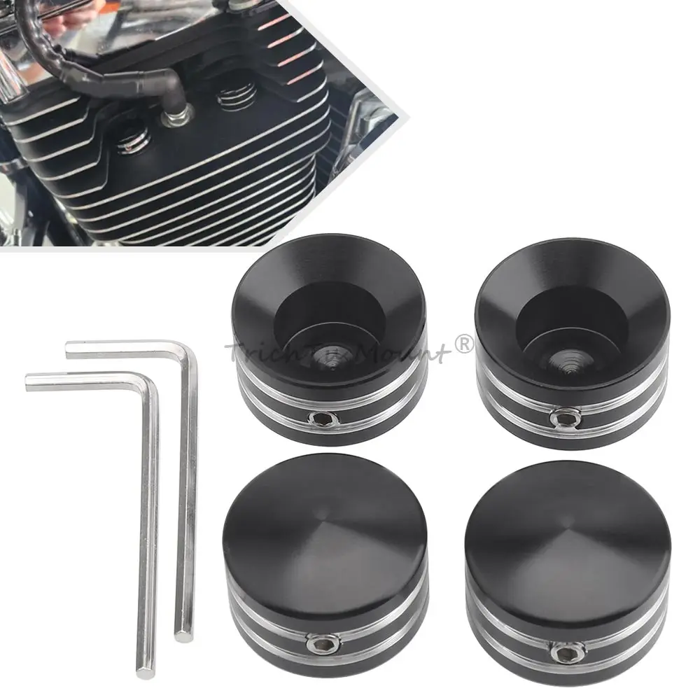 For Harley Twin Cam Big Twin 1340 Evo Sportster 1986-Later Motorcycle 4PC Spark Plug Head Bolt Cap Cover Head Bolt Topper Cover