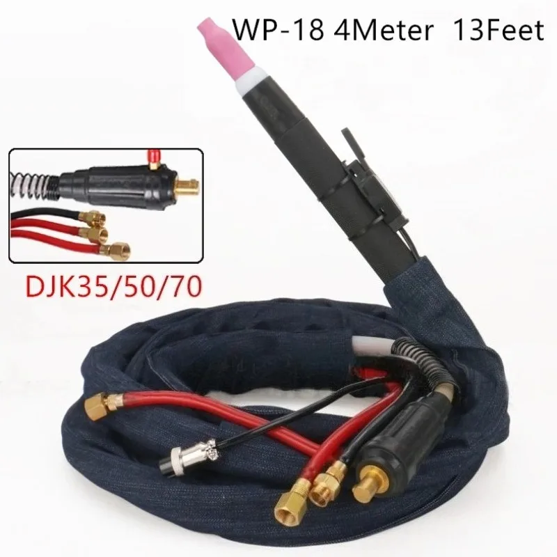 WP-18P 4M straight shank water-cooled argon arc welding torch DKJ-35/50/70 welding wire gun handle for quick plug-in