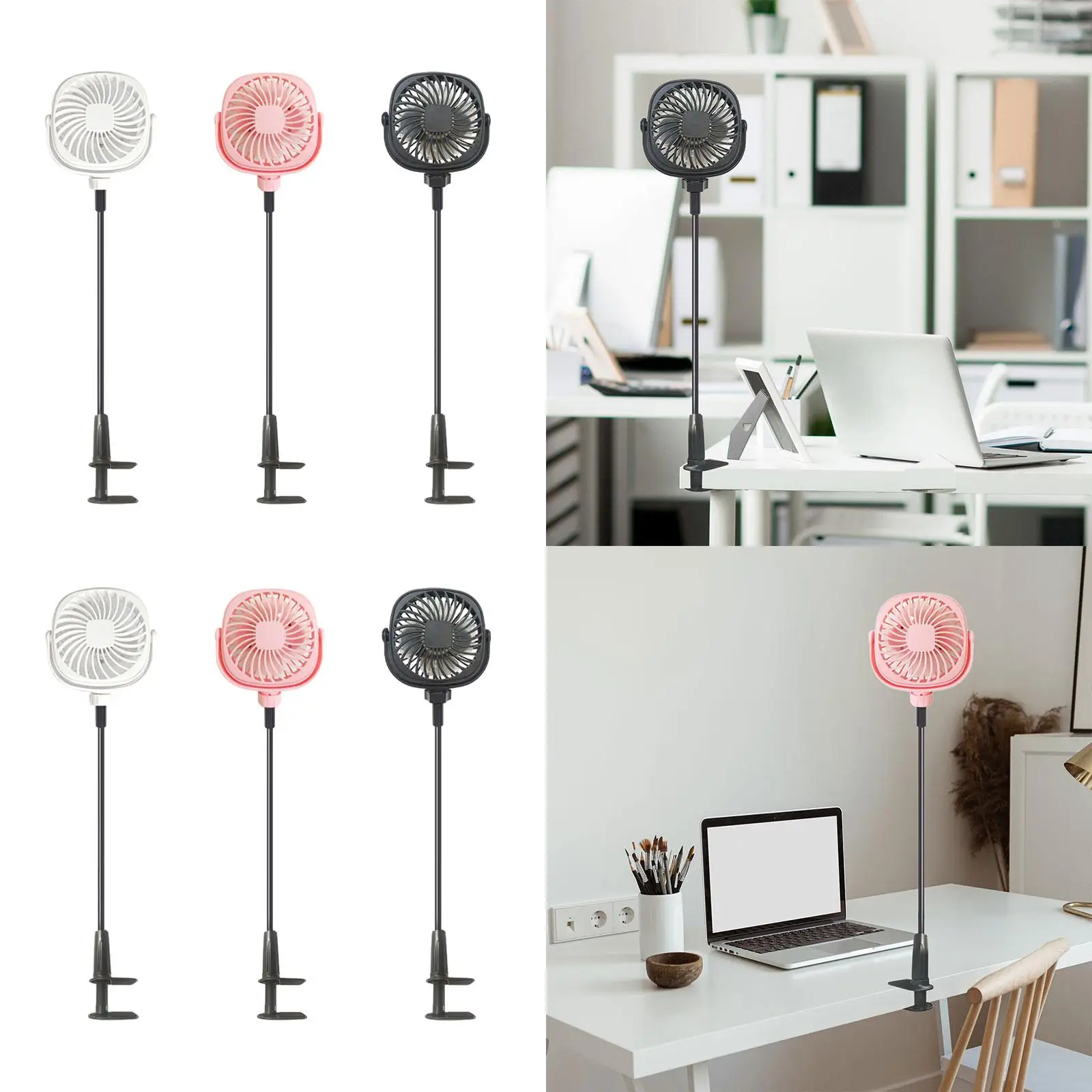 مروحة USB صغيرة ، مروحة شخصية ، سرير ، جهاز مشي ، سيارة ، ° قابل للدوران ، مشبك شاطئ على المروحة