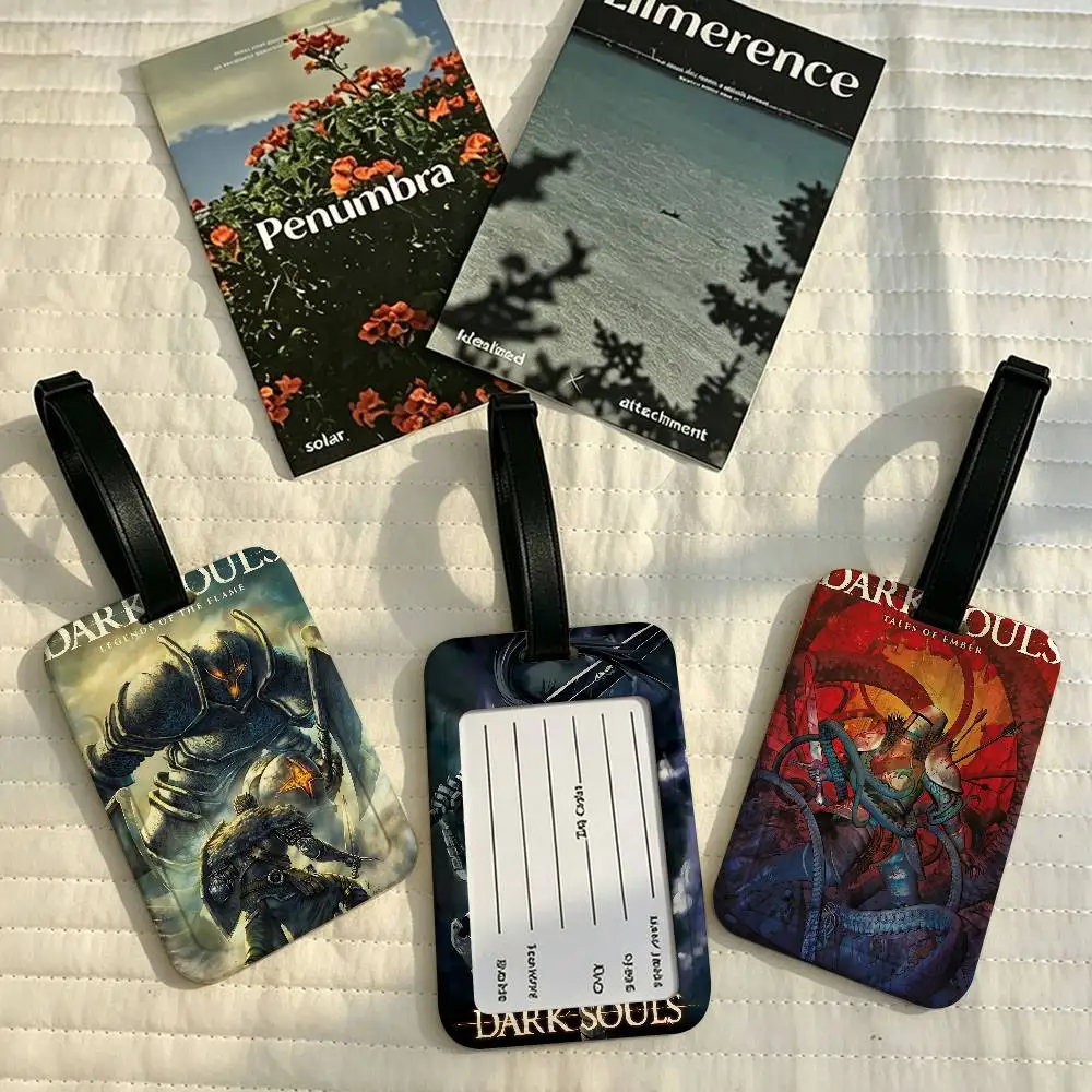 Game D-Dark S-Souls Travel Suitcase Luggage Tag PVC Information Card Cover Anti lost Name Marker For Backpack Bag