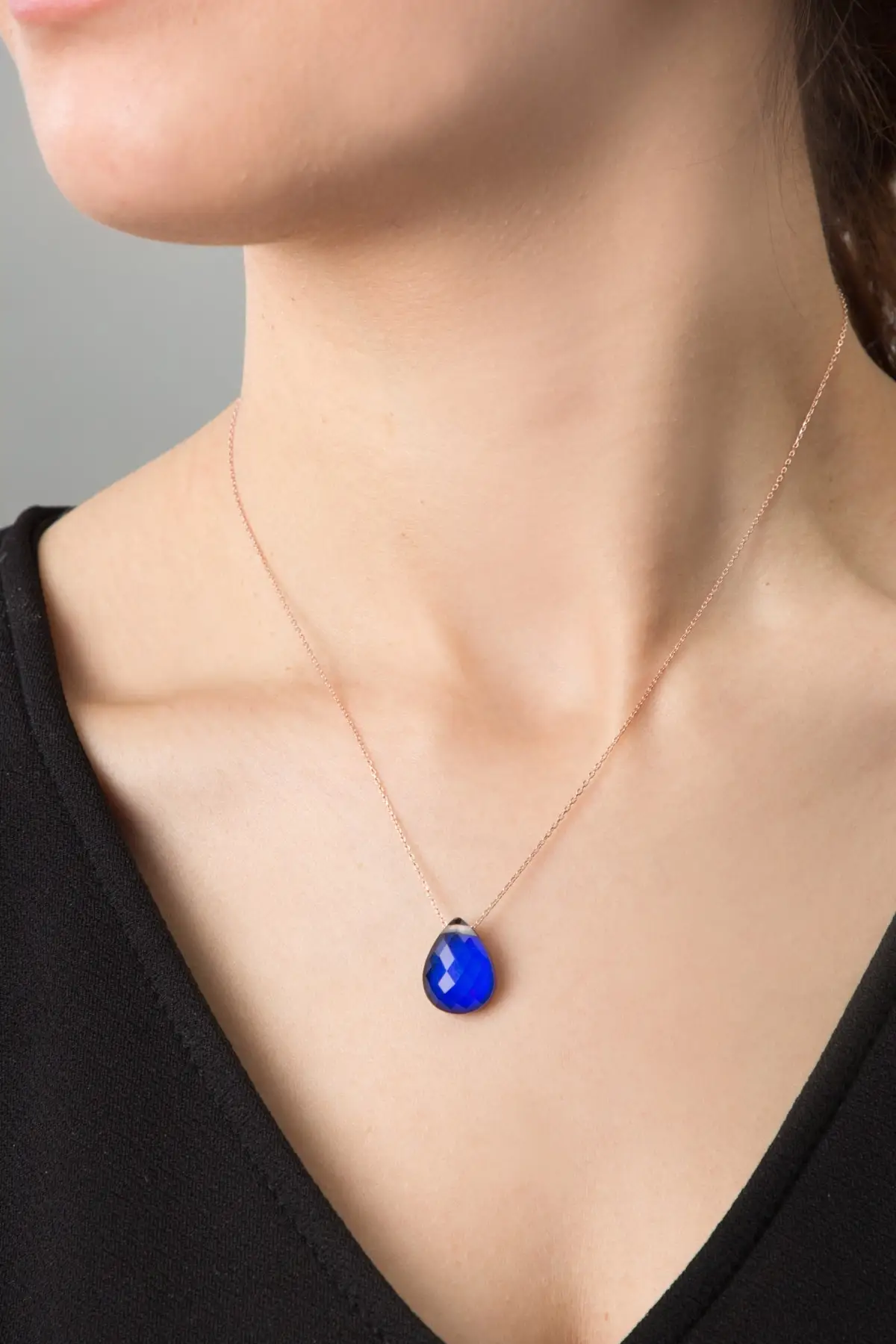 Drop Model Feel Stone Color Changing 925 Sterling Silver Necklace