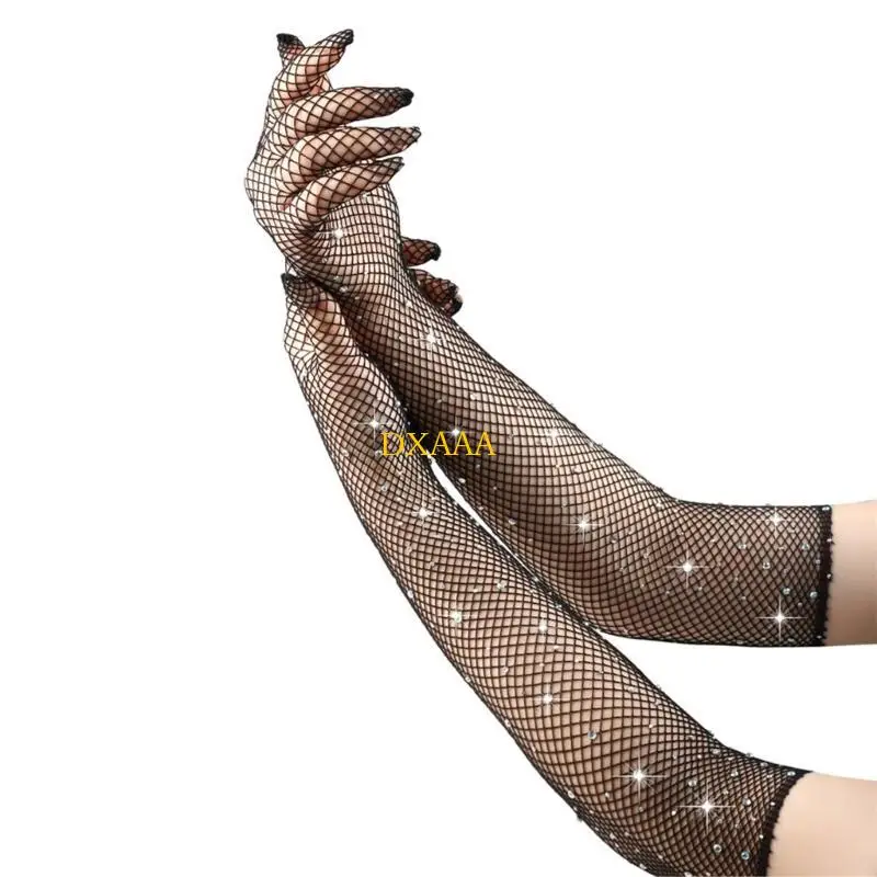DXAA Gloves Full Finger Gloves Crystal Flapper White Bridal Gloves Wedding Gloves