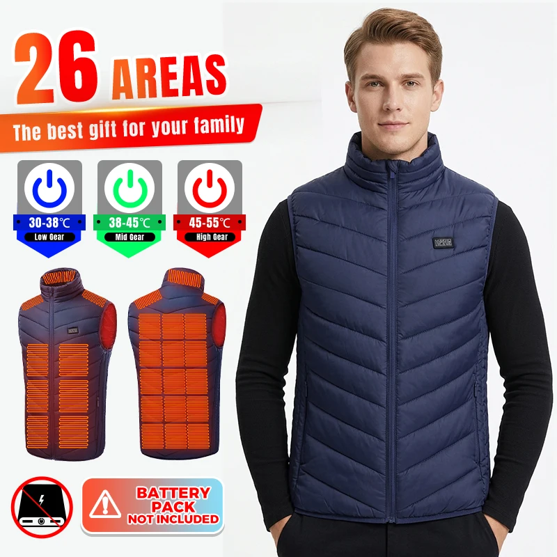 Chaleco térmico inteligente con 26 zonas de calentamiento, para hombre y mujer, ideal como prenda interior para el invierno, para esquiar, acampar, hacer senderismo, actividades al aire libre y trabajos en exteriores.