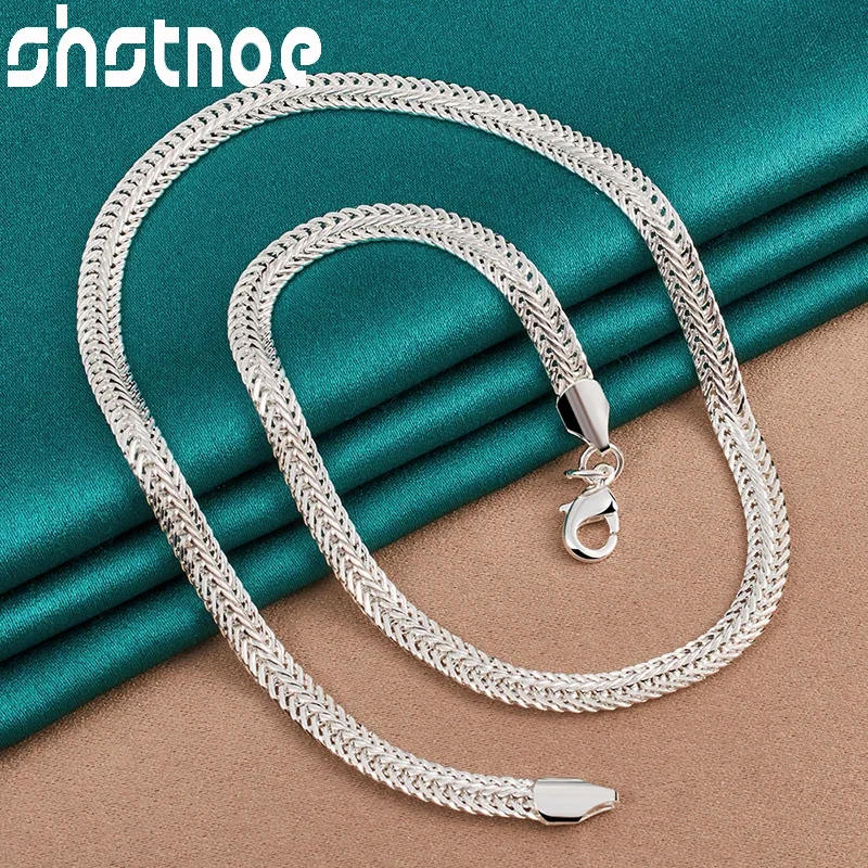 SHSTONE 925 Sterling Silver 20-calowy płaski łańcuszek węża Naszyjnik dla kobiet Mężczyzna Moda Impreza Ślub Urok Prezent Biżuteria zaręczynowa — zdjęcie 5