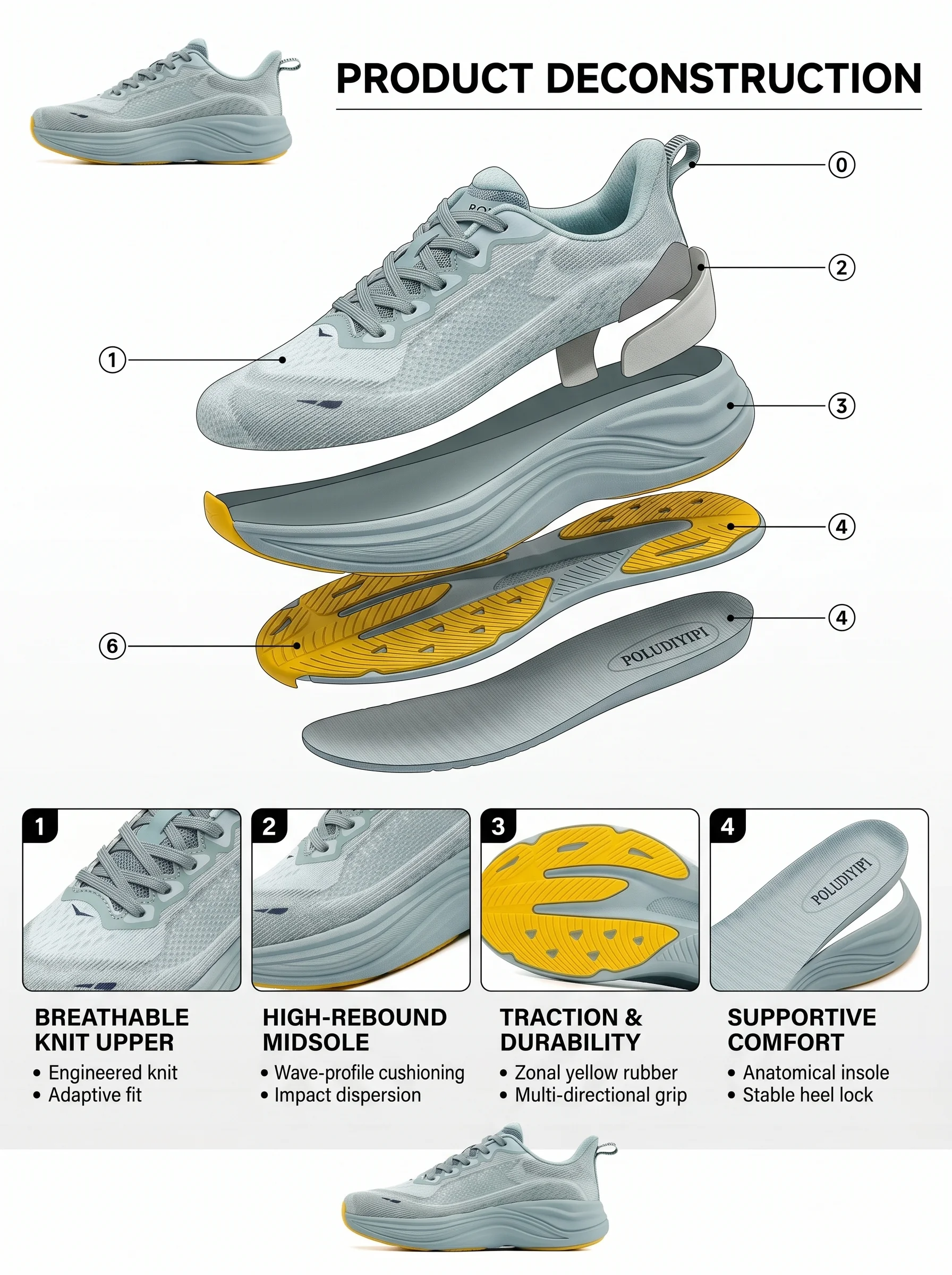 Unisex 2026 Vollcarbon-Laufschuhe Professionelle Marathon-Rennschuhe Leichte Federung Atmungsaktive Sportschuhe – Detail 5