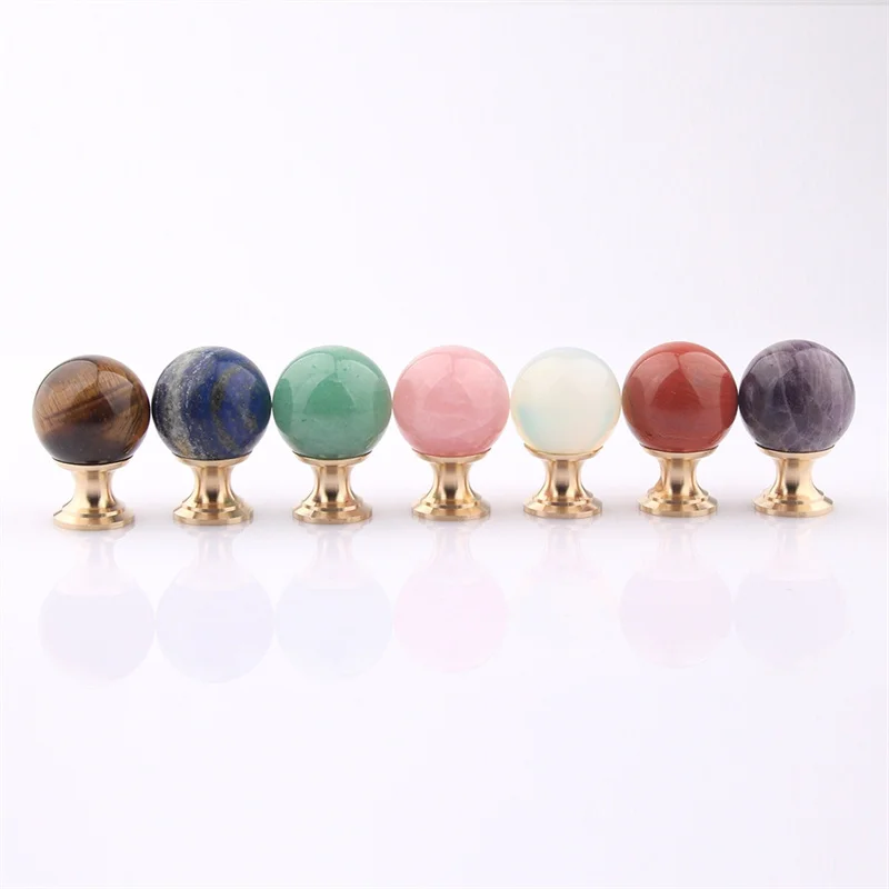 25mm Natural Crystal Ball Furniture Handle Drawer Knob Ore Brass Handles For Kitchen Cabinet Door Cupboard Wardrobe Pulls Diy