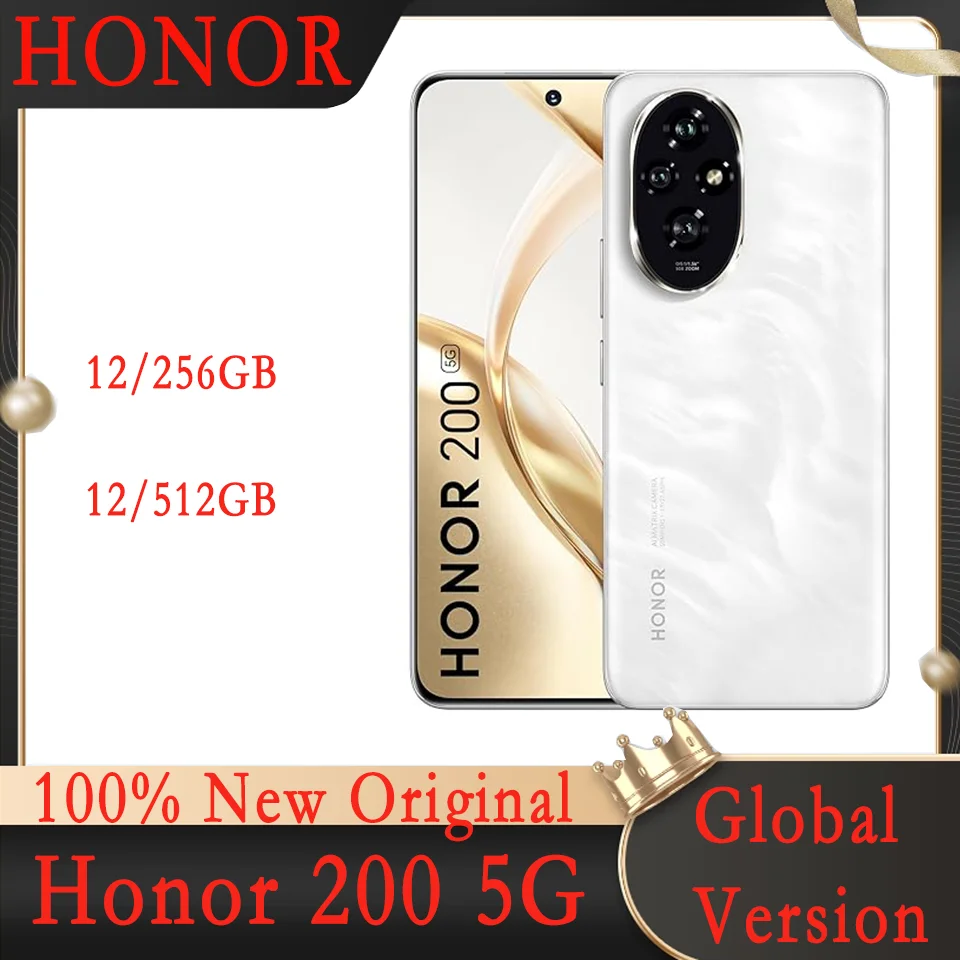 Original Sealed HONOR 200 Snapdragon 7 Gen 3, 5G Smartphone 6.7'' AMOLED Display Dual OIS 50MP HONOR 100W SuperCharge Android