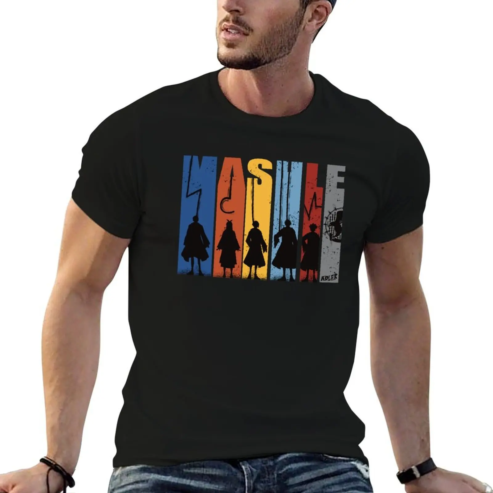 MMAM8 Mashle magic and muscles japan anime and manga cool black and white characters mash burnedead, lemon irvine, lance T-Shirt