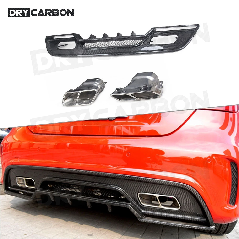 

Carbon Fiber Rear Diffuser Exhaust Tips for Mercedes Benz A Class W176 A250 A260 A45 AMG 2013-2015 R Style Bumper Lip Guard