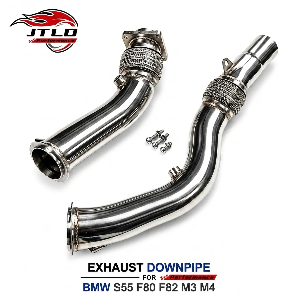 High Flow Turbo Downpipes for BMW S55 M3 F80 M4 F82 M2 Competition Performance Racing Pipe With Flex Section 2014-2021