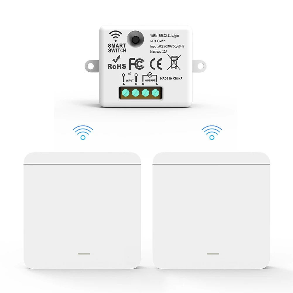 

Hot-Wireless Light Wall Switch RF 433Mhz Relay Receiver With 2X1gang Panel Switch LED Remote Control For LED Lamp