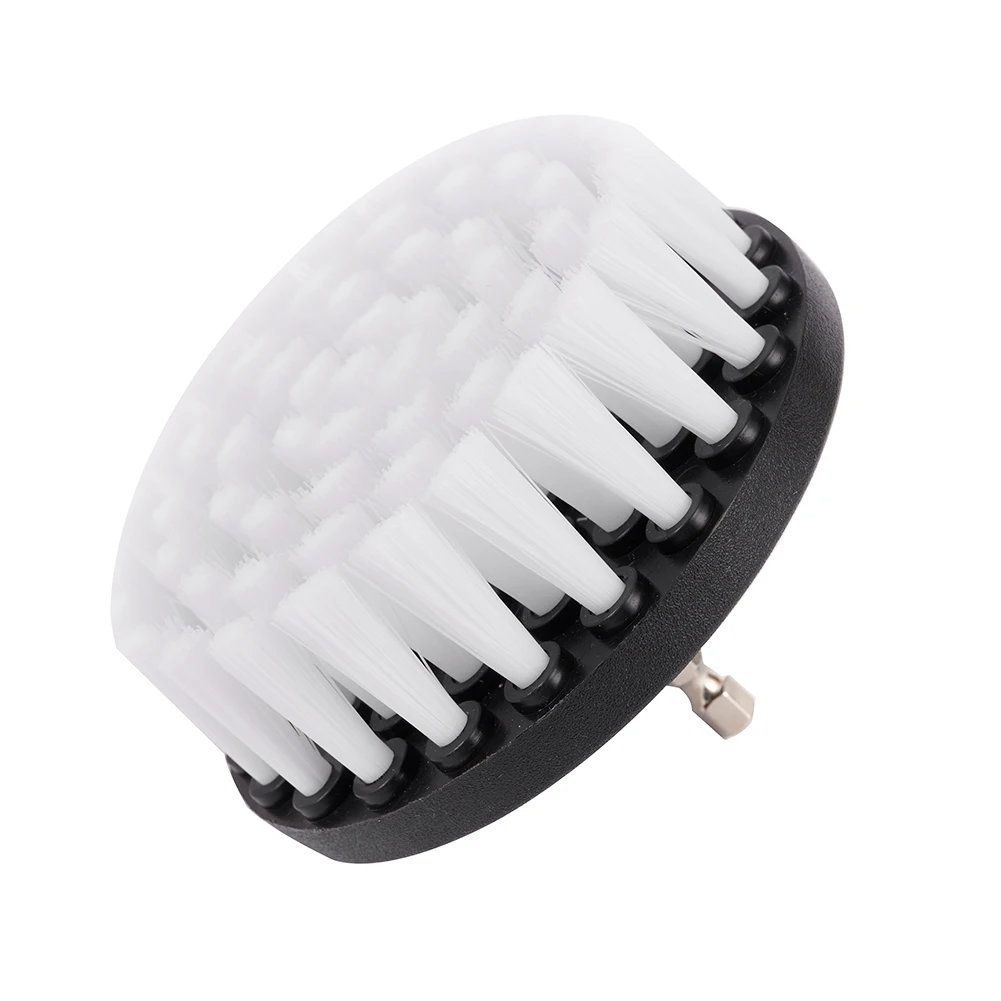 1x Car 4inch Brush Soft Drill Brush Attachment For Cleaning Carpet & Leather And Upholstery Plastic + Bristles Drill Soft Brush