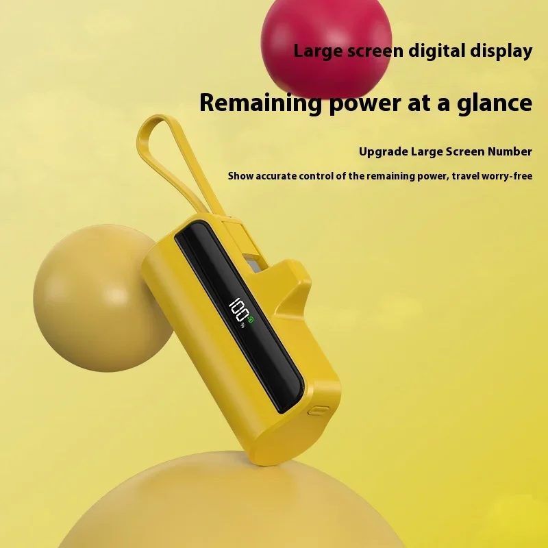 50000mAh Mini Capsule Power Bank Portable Pocket Charging Bank 30000mAh Built In Cable PowerBank Type-c Lightning Dual Interface