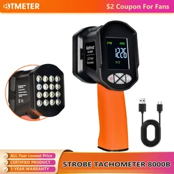 BTMETER BT-8000B Digital Strobe Tachometer - Handheld RPM/FPM Speed Meter (60-99,999 FPM), Industrial-grade for CNC Machinery