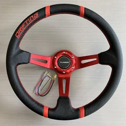 TIYPEOR 14 inch 350mm Racing Steering Wheel PVC Red Ray Refitting Sports Car Steering Wheel