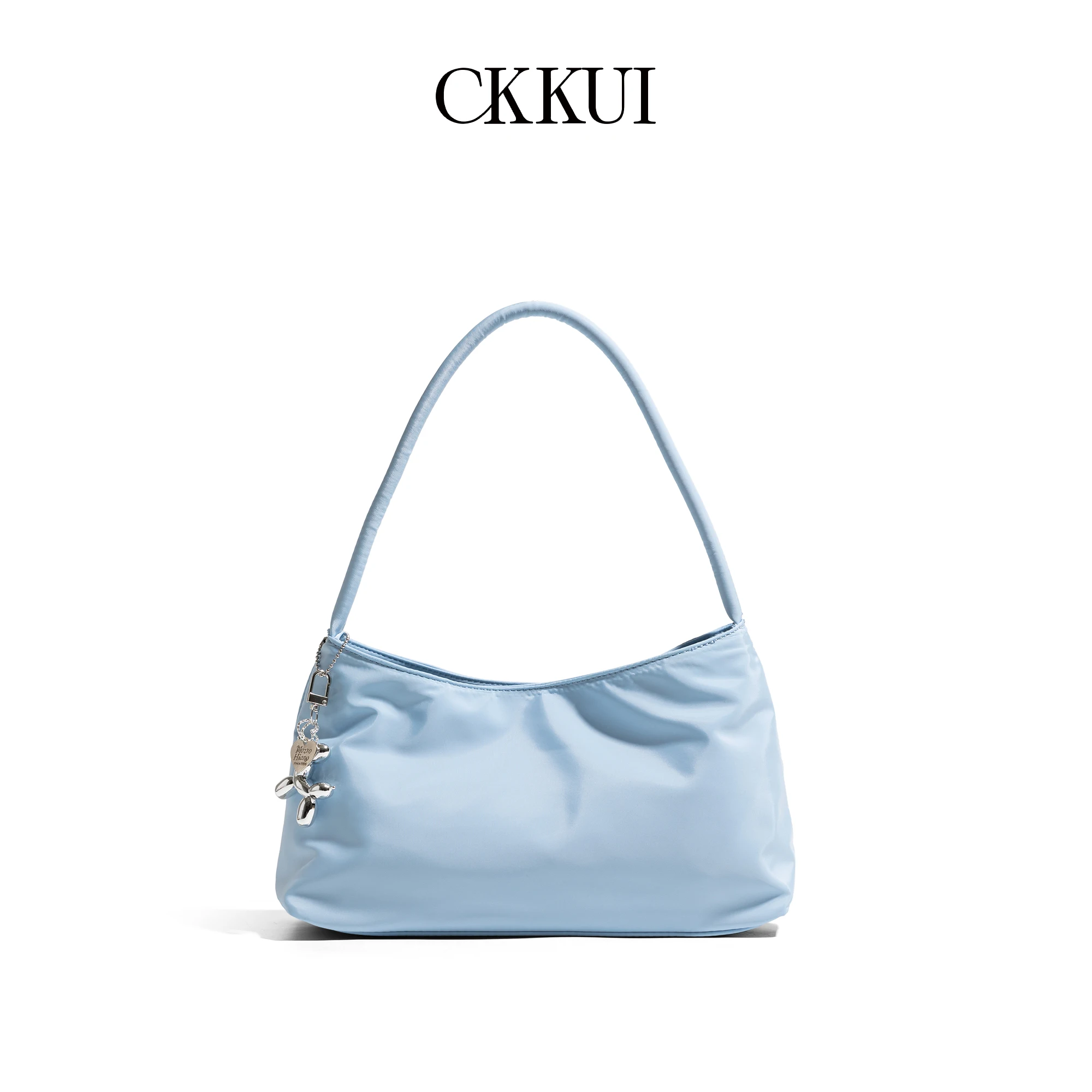 CKKUI Lightweight Nylon Armpit Bag with Small Dog Pendant, Women's Casual Soft Shoulder Handbag, Daily Commuting Bags