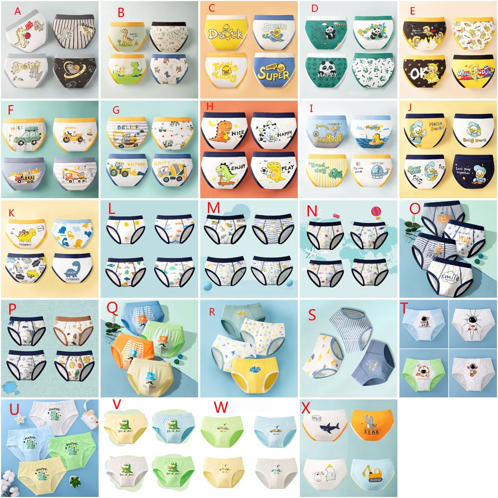 Wholesale 100 Packs Boys Cotton Briefs Multipack Underpants Kids Child Panties Dinosaur Duck Panda Shark Car Teenage Underwear