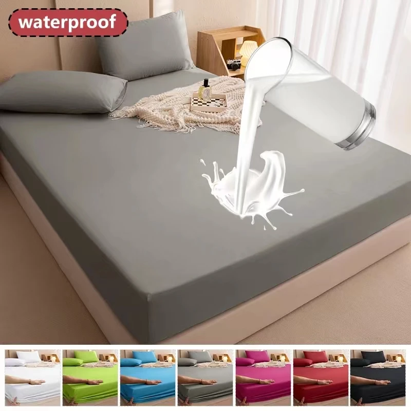 100% Waterproof Mattress Covers Protector Adjustable Non-slip Bed Fitted Sheet With Elastic Band for Queen King 90/150/180x200