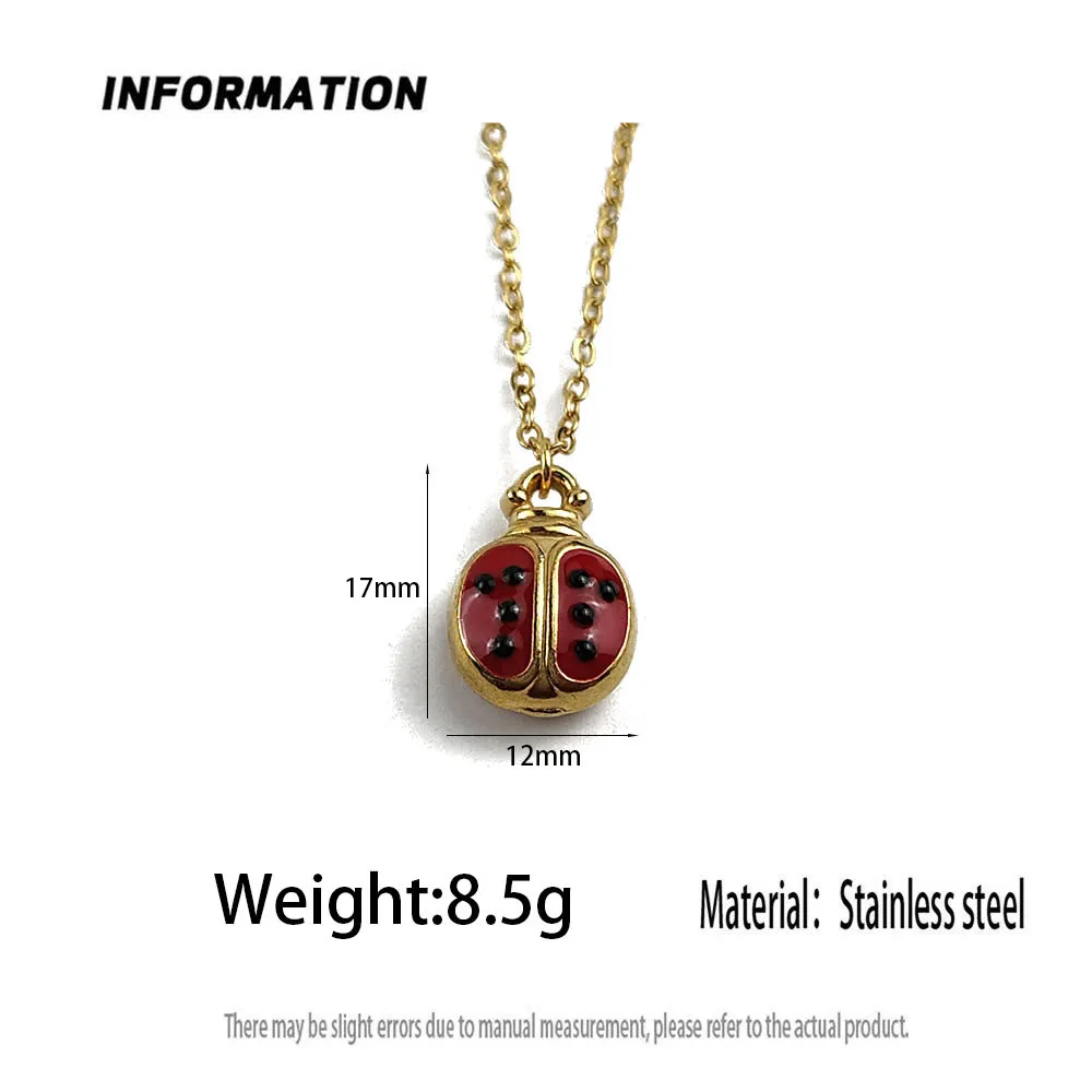 مدون الموضة نفس المينا الخنفساء قلادة قلادة الفولاذ المقاوم للصدأ هيبوالرجينيك المجوهرات، قلادة الترقوة الإضافية متعددة الاستخدامات #6