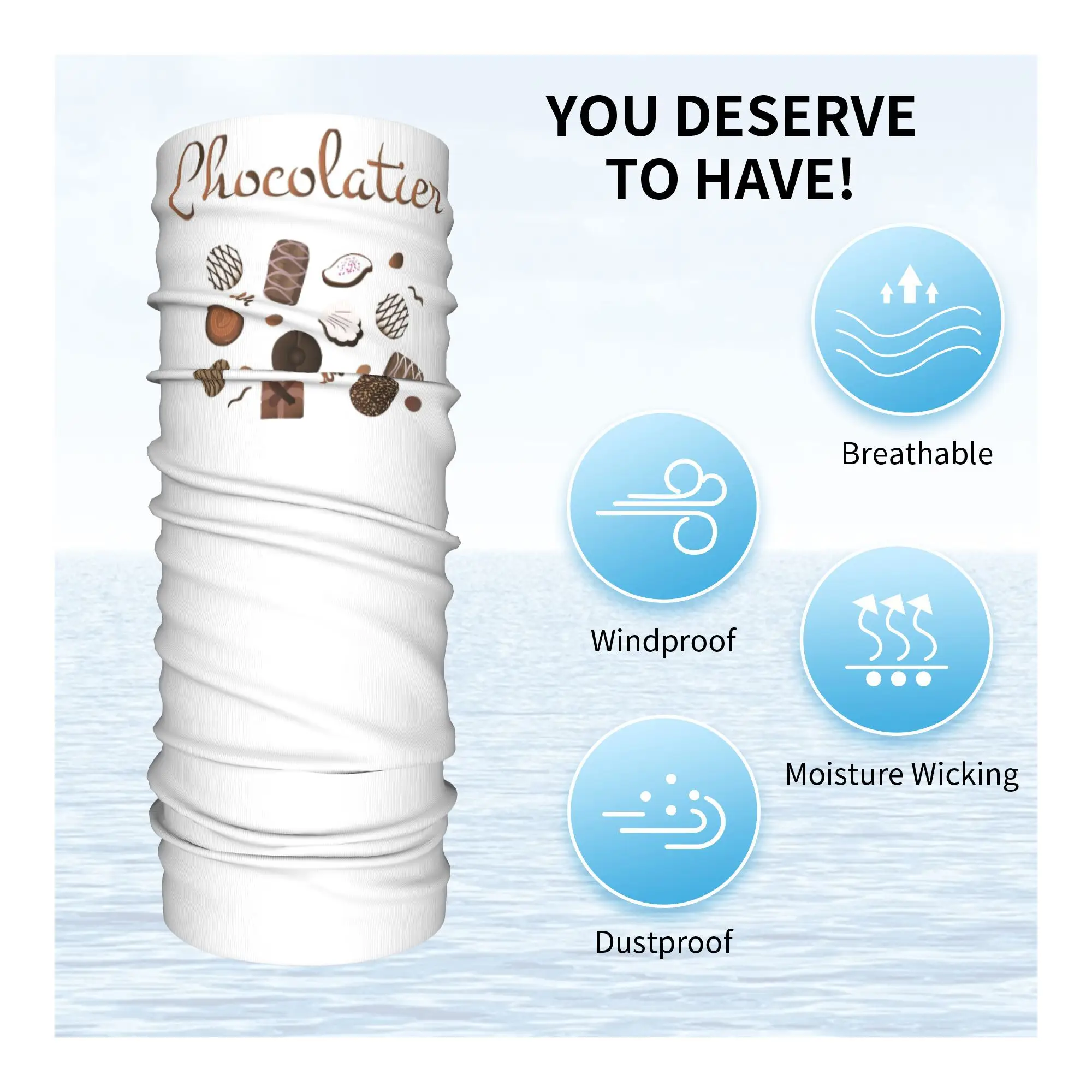 Chocolatier Chocolade Snoepjes Bandana Hals Cover Gedrukt Masker Sjaal Warme Bivakmuts Hardlopen Voor Mannen Vrouwen Volwassen Wasbaar
